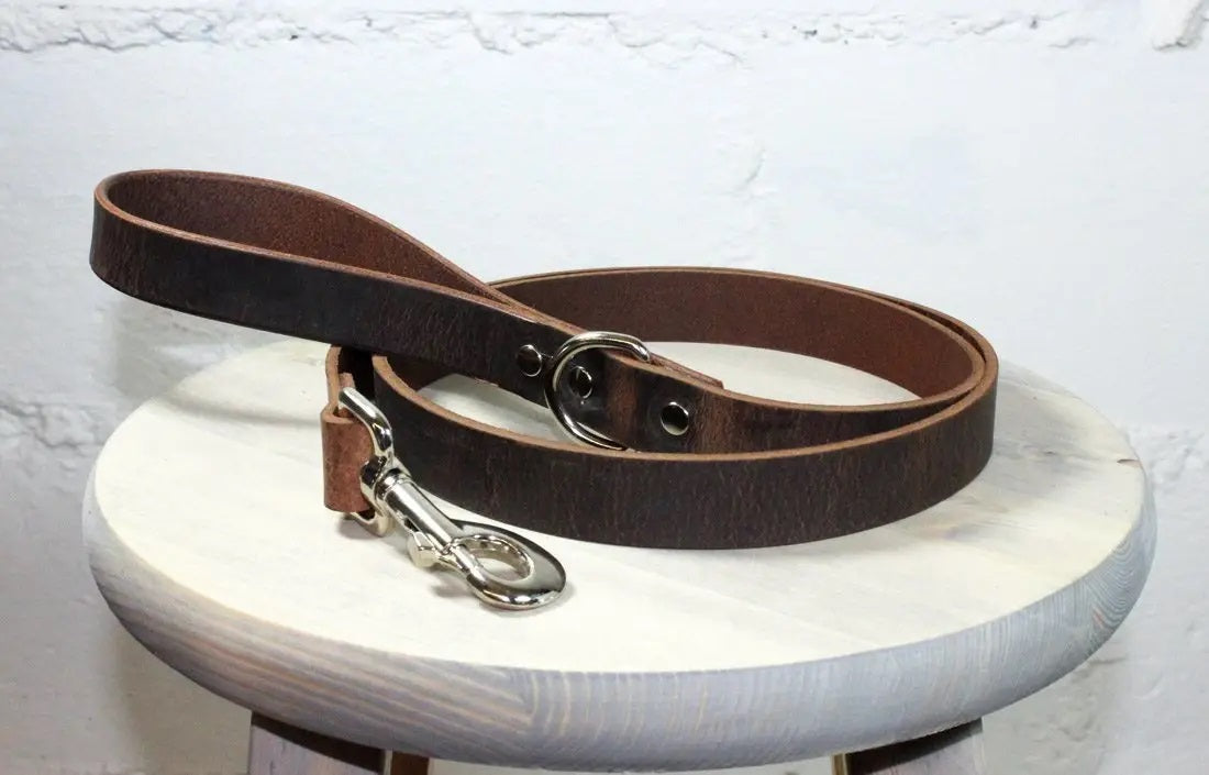 Premium Thick Leather Dog Leash Extra Long