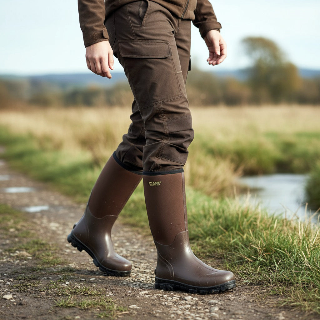Jack Pyke Ashcombe Neoprene Wellington Boots Waterproof Brown Jack Pyke