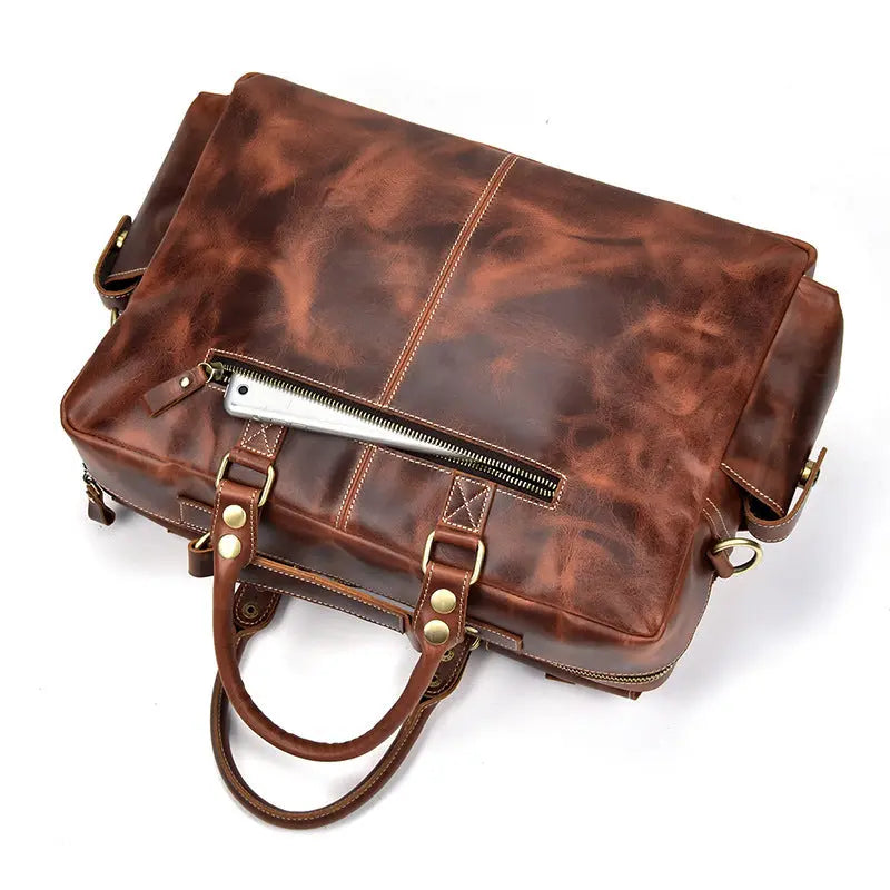 Retro Men's Large Capacity Hand-carrying Genuine Leather Shoulder Messenger Bag John Freya