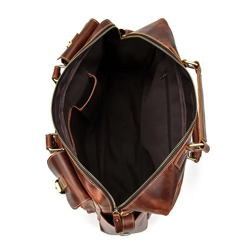 Retro Men's Large Capacity Hand-carrying Genuine Leather Shoulder Messenger Bag John Freya