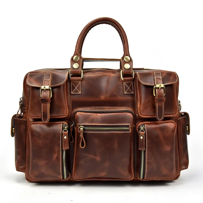 Retro Men's Large Capacity Hand-carrying Genuine Leather Shoulder Messenger Bag John Freya