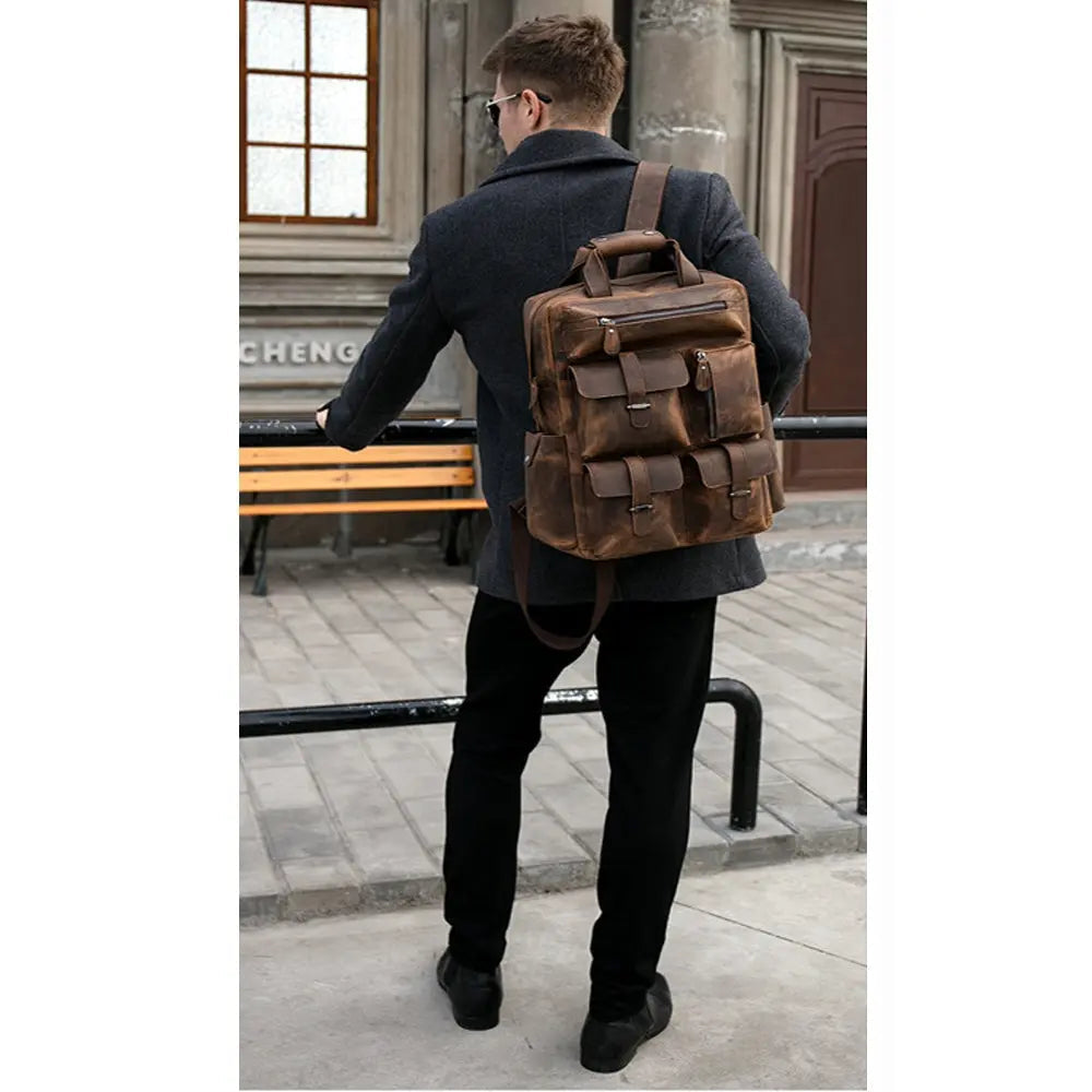 Triumph Retro Large Leather Backpack John Freya