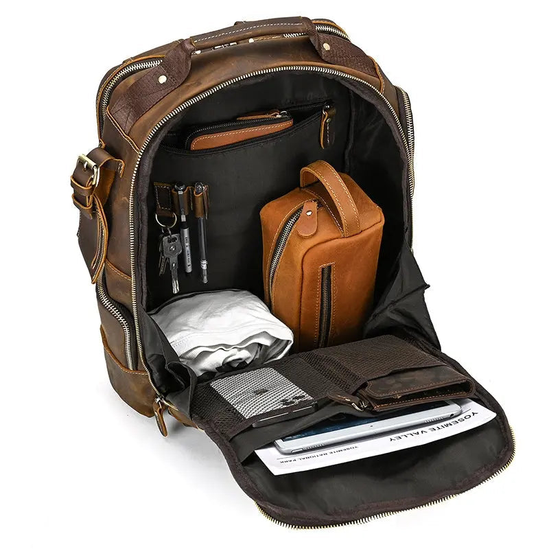Dynamic Large Vintage Leather Backpack John Freya