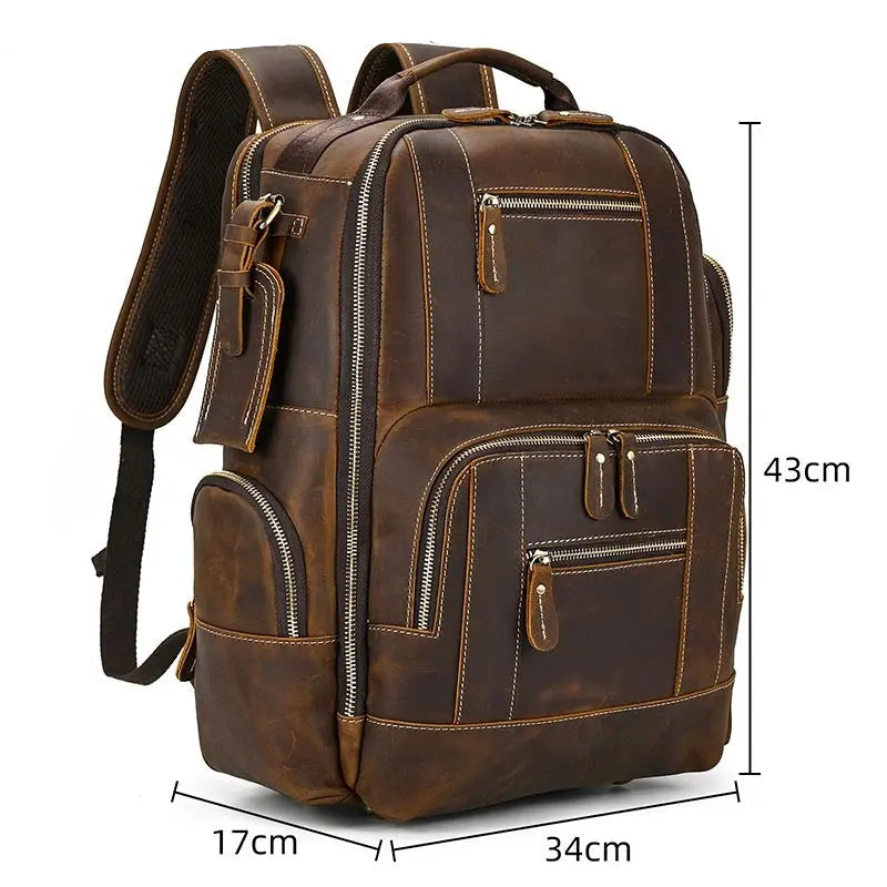 Dynamic Large Vintage Leather Backpack John Freya