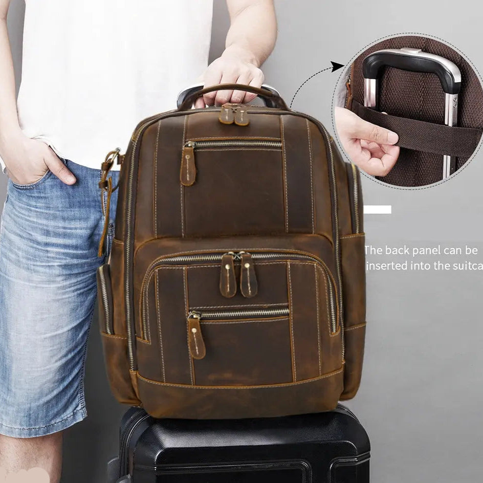 Dynamic Large Vintage Leather Backpack John Freya
