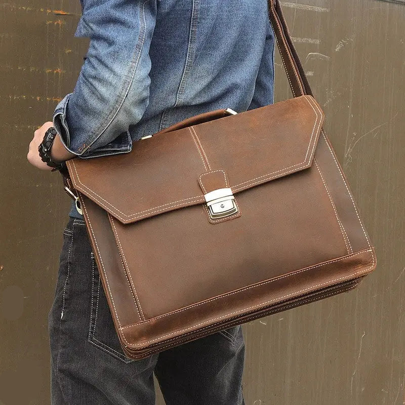 Genial Leather Briefcase John Freya