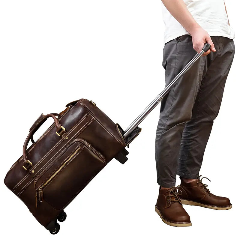 Triumph Leather Luggage Trolley Holdall John Freya