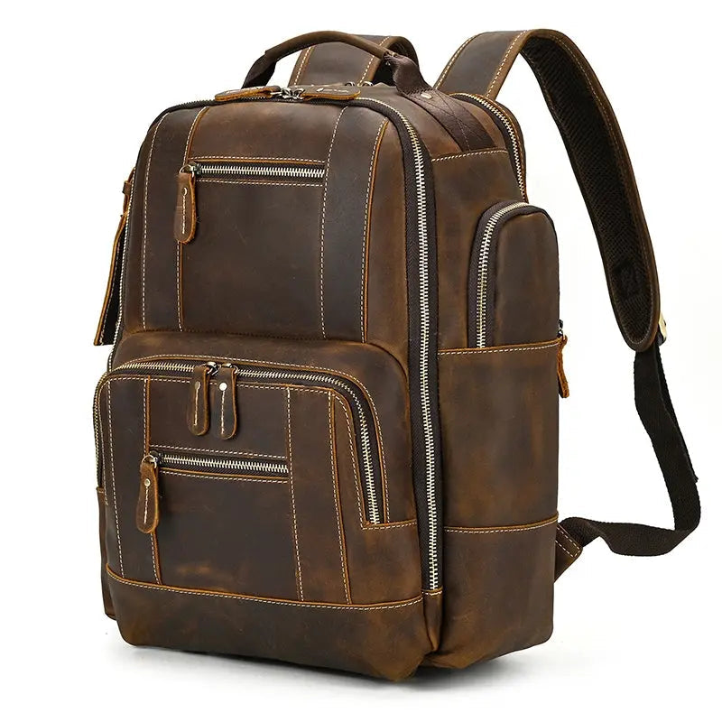 Dynamic Large Vintage Leather Backpack John Freya