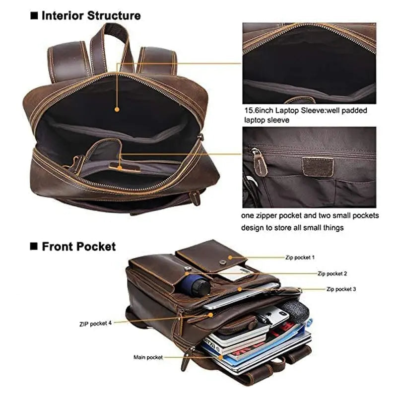 Excursion Retro Leather Backpack John Freya