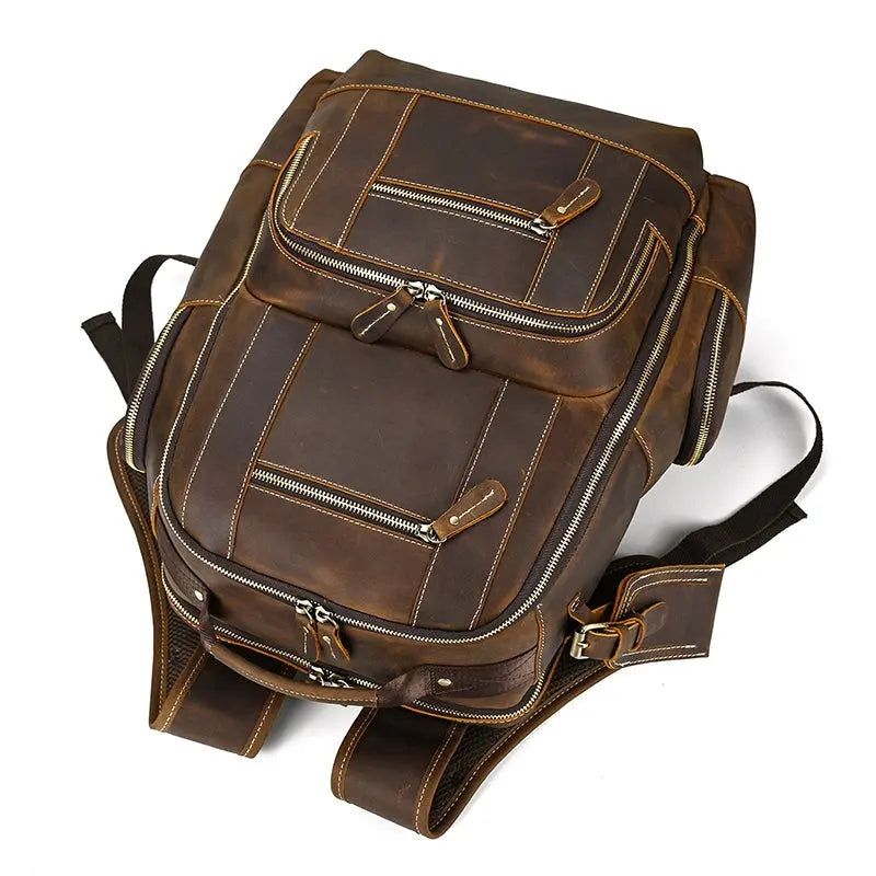Dynamic Large Vintage Leather Backpack John Freya
