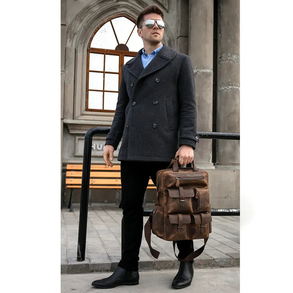 Triumph Retro Large Leather Backpack John Freya