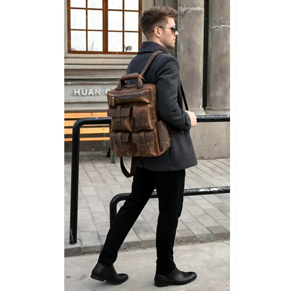 Triumph Retro Large Leather Backpack John Freya