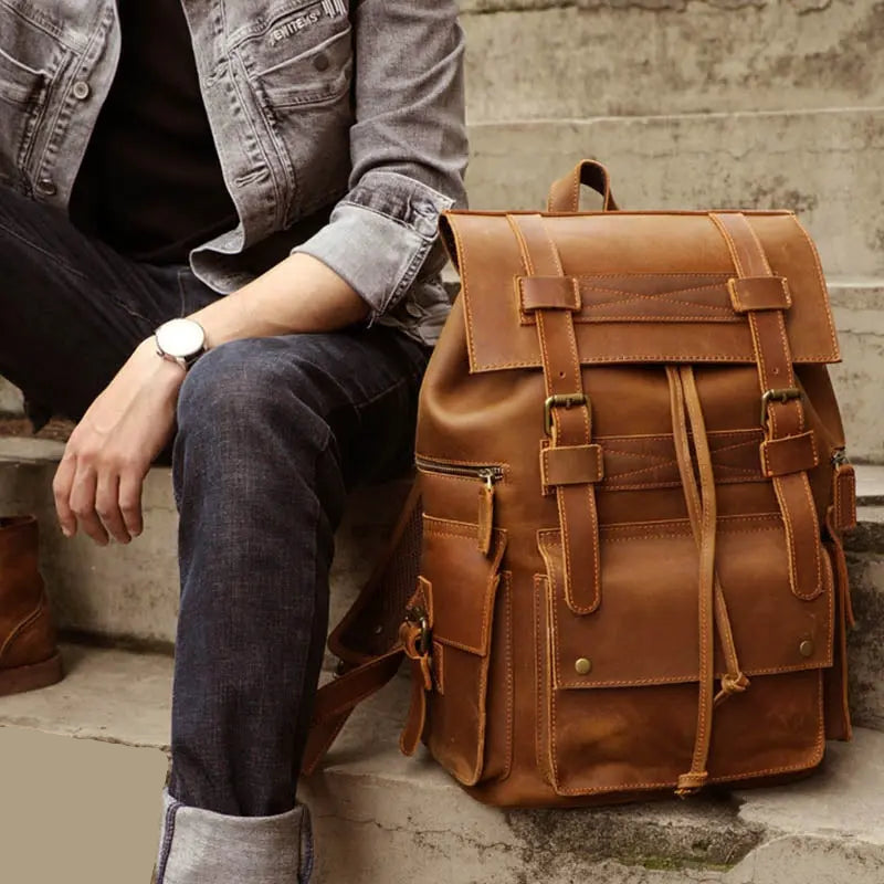 Golden Acorn Large Leather Backpack John Freya