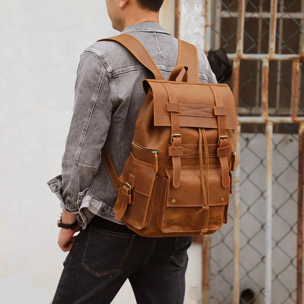 Golden Acorn Large Leather Backpack John Freya