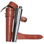 John Freya Saddle Hip Steel Flask with Leather Case